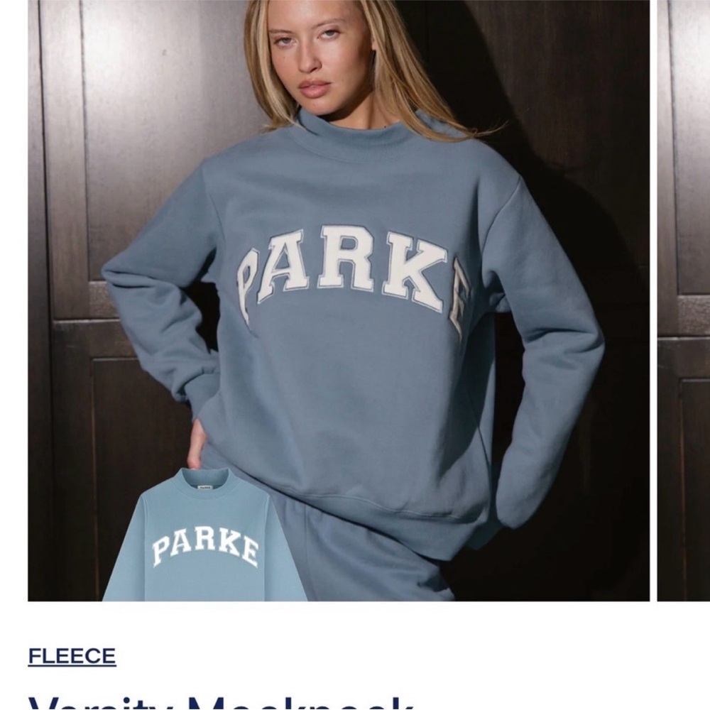 PARKE Mockneck Crewneck Sweatshirt in Glacier Blue